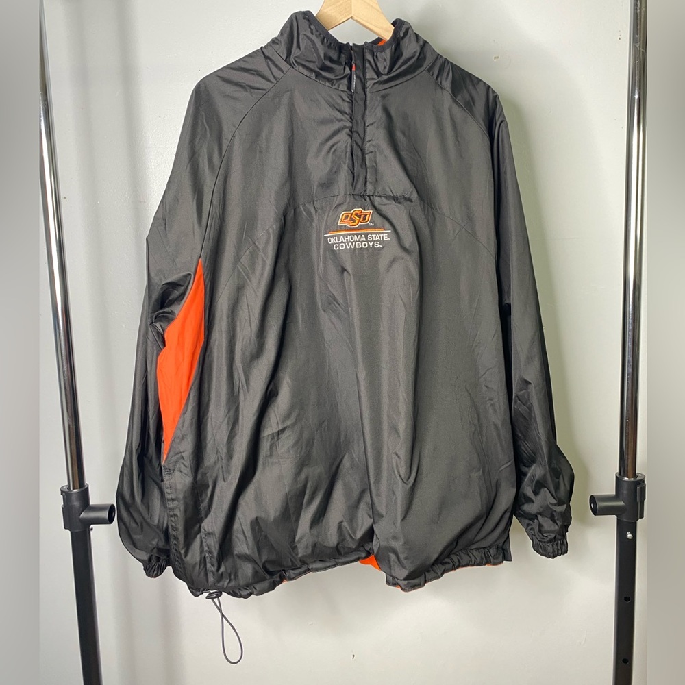 Pro Player Embroidered OSU Cowboys Reversible Quarter Zip Windbreaker Jacket